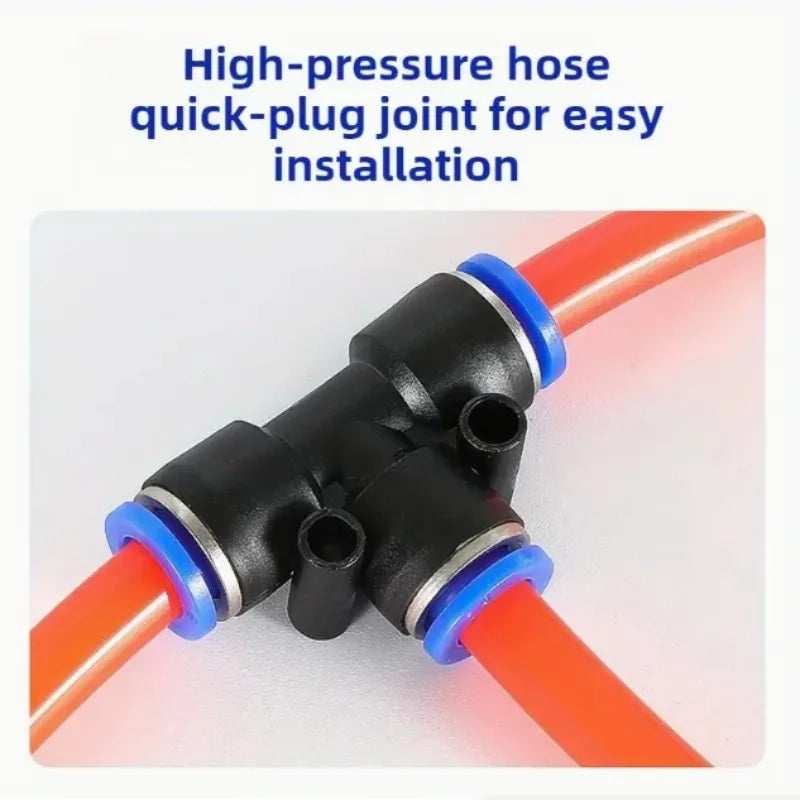 PEG Pneumatic Air Connector Quick Fitting Tee Reducer 3 Way T-shaped Plastic Pipe Hose Connector 6-4/8-6/10-8/10-6/12-8/12-10 Quake