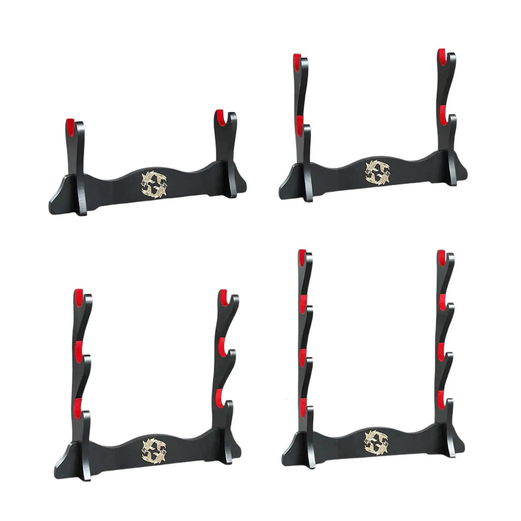 Durable Wood Display Stand Tabletop Decorative Hanger Horizontal Wooden Frame Rack for Dojo Decor Quake