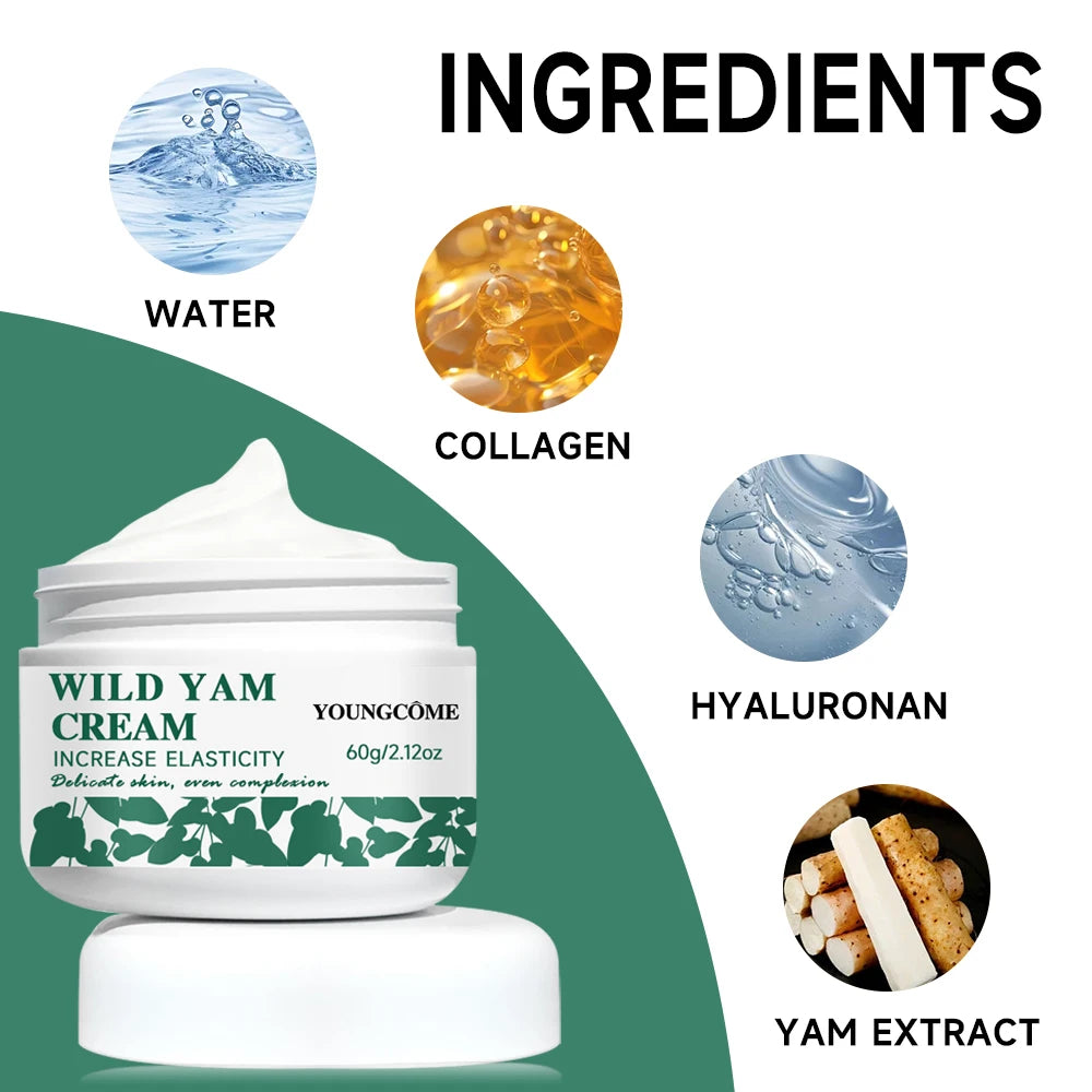 Wild Yam Cream with Yam ExtractTo Improve And Even Skin,Lifting Firming Cream Collagen Wrinkle Remover Face Cream for Whitening Quake