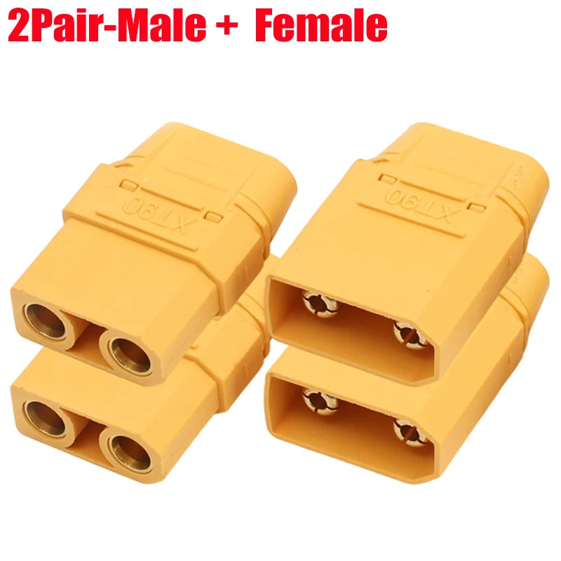 20/1Pairs Male Female XT90 Terminal Plugs for RC Lipo Battery Drone Boat Airplane Welding Wire Cable Adapters Connector Plugs Quake 2Pair-Mixed