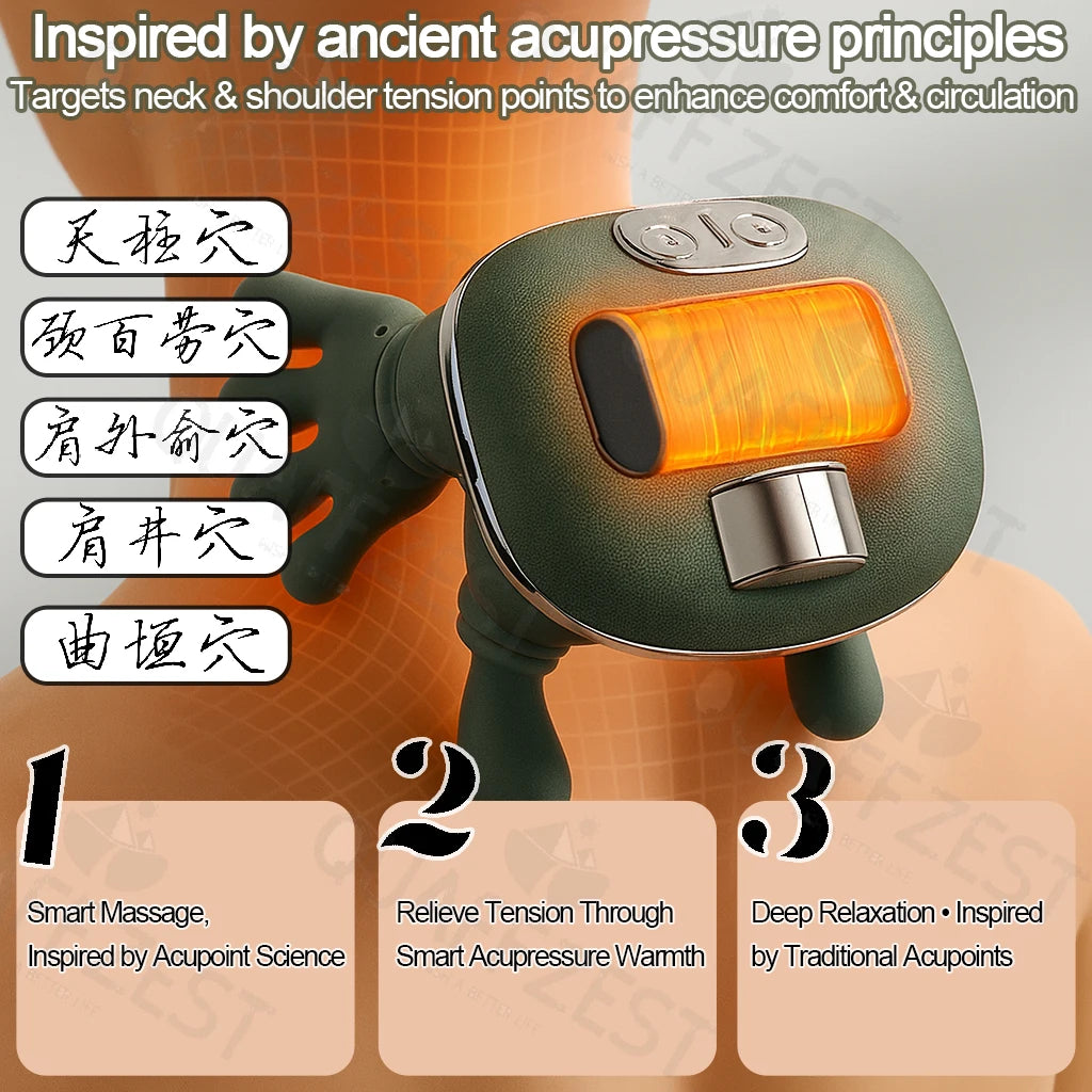 Bionic Finger Neck Shoulder Massager Wireless Neck Cervical Trapezius Kneading Massage Shawl Brushless Motor Neck masajeador Quake