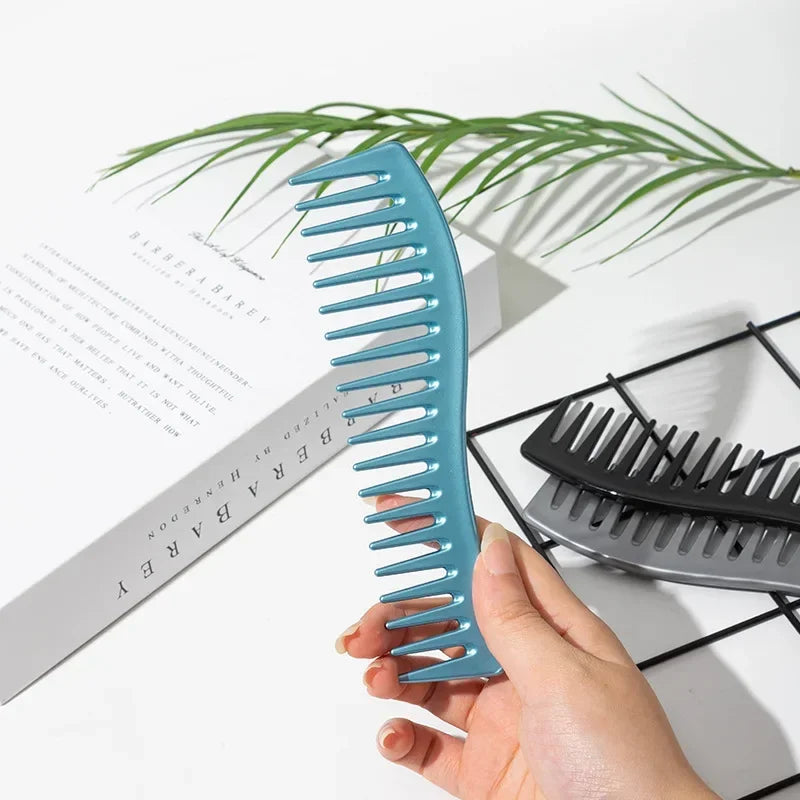 Wide Tooth Plastic Curly Hair Barber Salon Hairdressing Comb Oil Head Men Professional Back Hollow Comb Styling Tool Accessories Quake