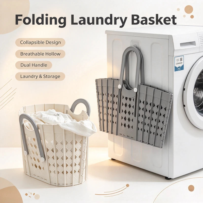 1PC Hollow Foldable Dirty Clothes Basket Large Capacity Handheld Laundry Hamper Suitable for Bathroom Narrow Gap Storage Quake