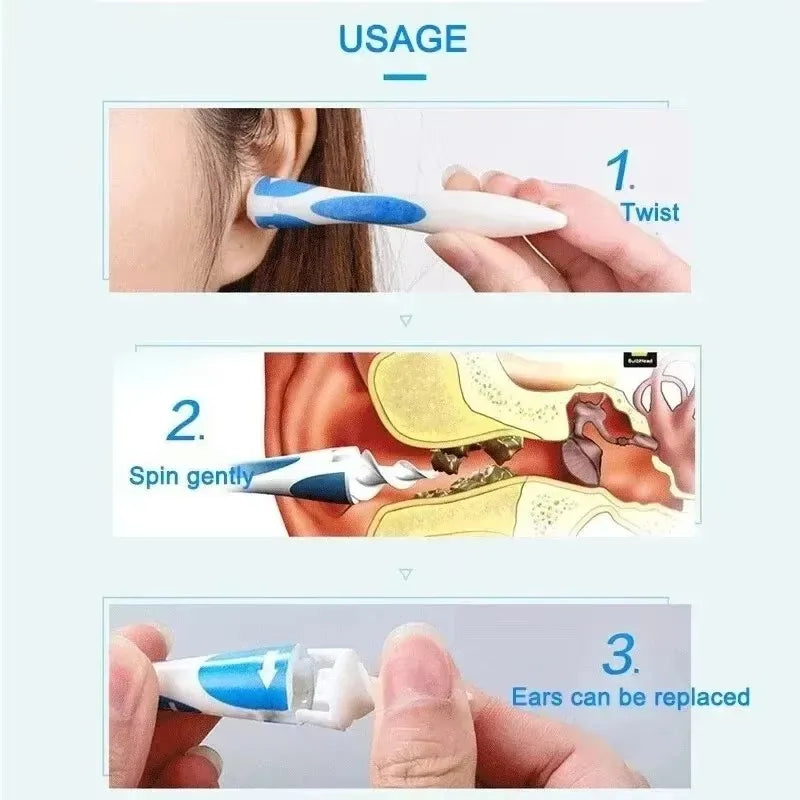 Ear Wax Remover Tool Ear Cleaner With Soft Silicone 16 Replacement Tips Simply To Grab Extract Earwax Quake