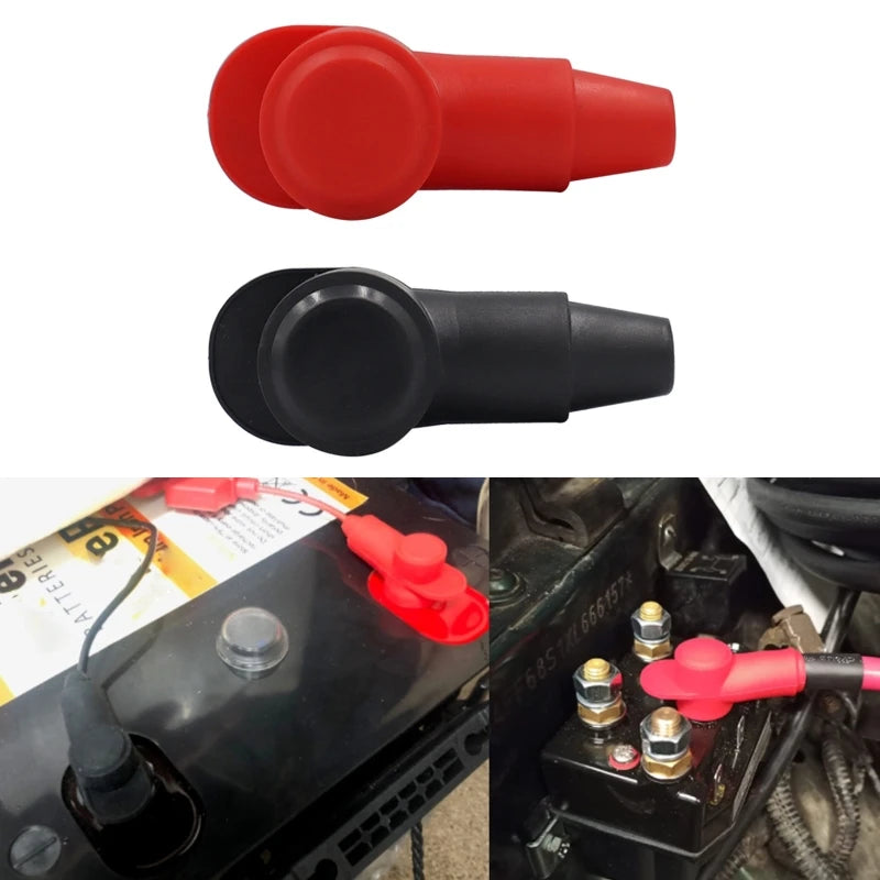 1 Pairs Marine Insulating Protector Universal Rubber Terminal Covers Protector Cover Lug Caps for Battery Stud Terminal H8WE Quake Default Title
