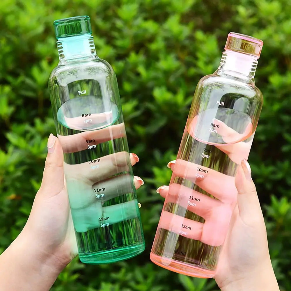 INS Style 500/750ML Water Bottle Leakproof Timescale Juice Bottle Transparent Drinking Cup for Outdoor Sports Quake
