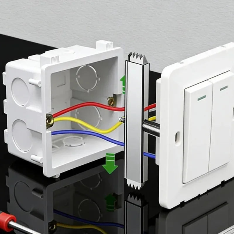 6/1Set 86 Type Switch Dark Box Repair Kit with Screw Wall Mount Electrical Plug Outlet Socket Back Cassette Replacement Kit Tool Quake