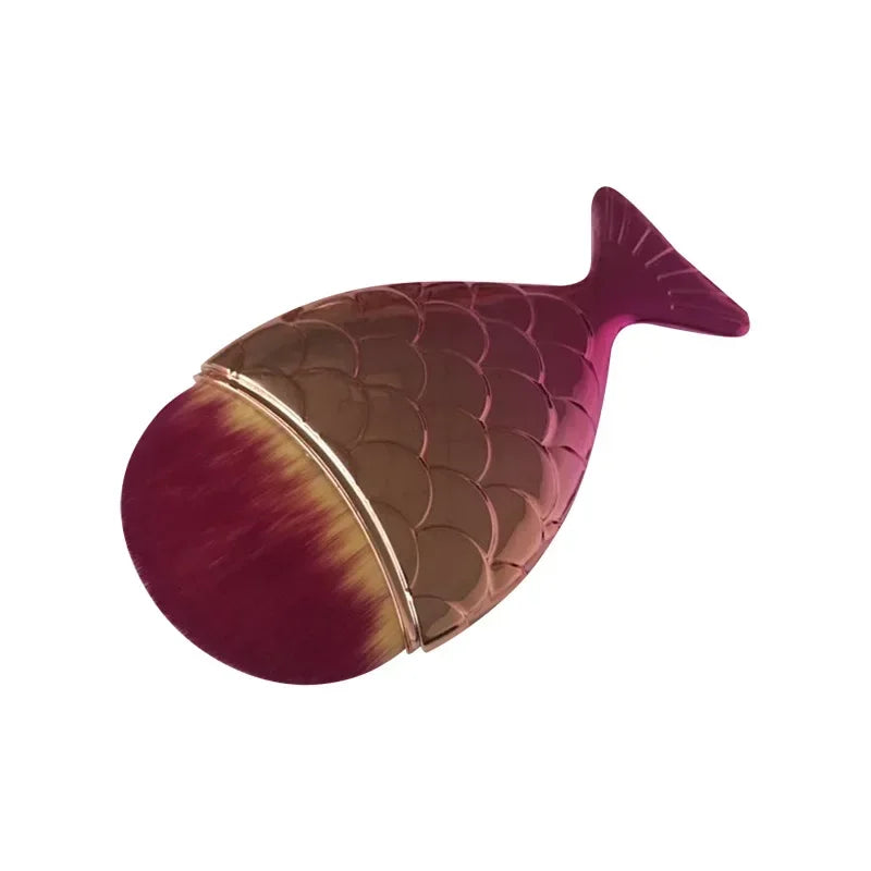 Foundation Cosmetic Fish Brush Blush Brush Mermaid Shape Professional Face Makeup Brush Makeup Tool Kit Powder Nail Art Tool Quake gold purple