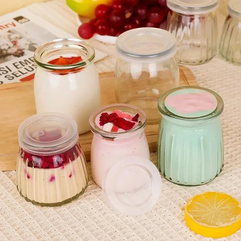 Yogurt Pudding Glass Jar Mini Mousse Drinking Bottle with Lid High Temperature Resistant Homemade Juicing Milk Storage Container Quake