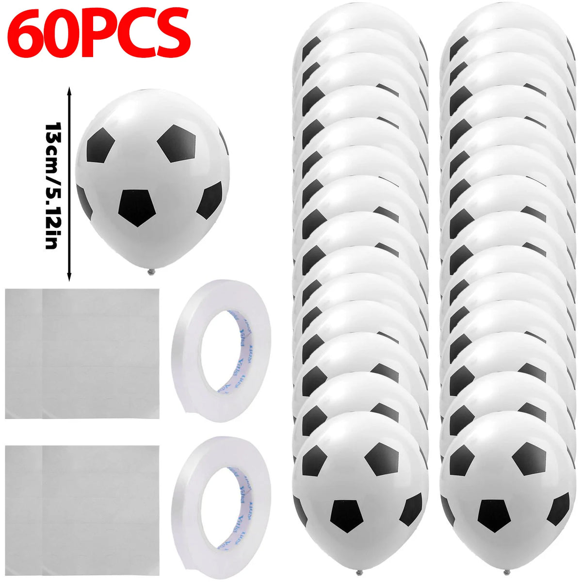 60/20PCS 12inch Latex Football Balloons Set Inflatable Soccer Balloon Kids Toys Sport Theme Party Supplies Birthday Decoration Quake 60PCS with tools 12inch