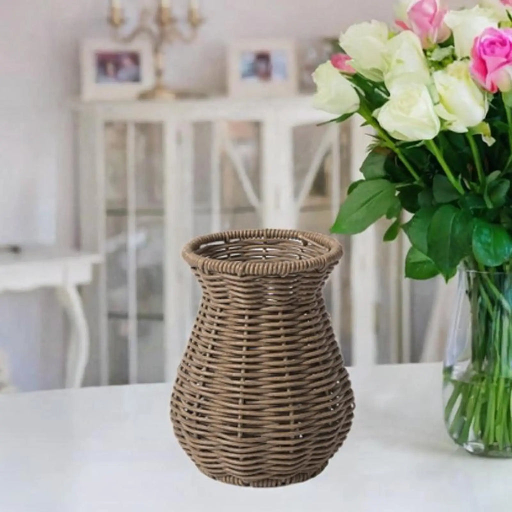 Premium Plastic Woven Vase Designer Flower Pot Small Arrangement Holder for Room Decoration Wedding Events Quake