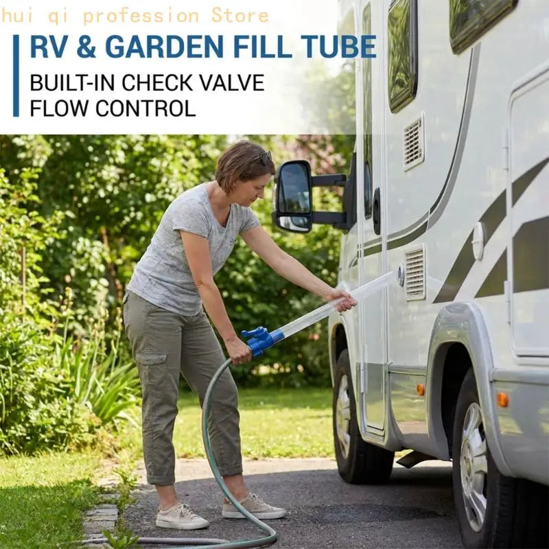 Water Refill Tube with Built-In Shutoff Control, Clear Hose for Motorhome Filling and Quick Travel Top Up Support During Refills Quake