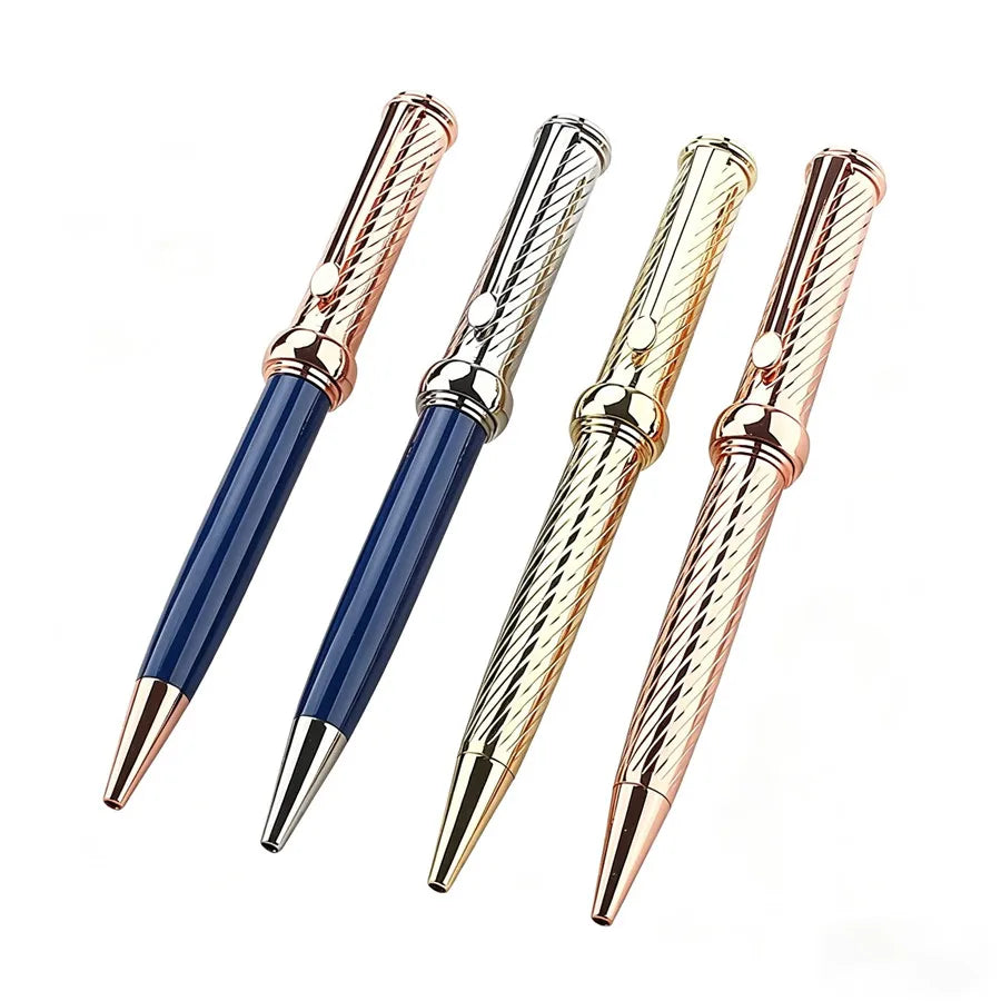 Luxury Metal Ballpoint Pen Spiral Texture Business Signature Pen 0.7mm Black Ink Smooth Writing Office School Stationery Gift Quake