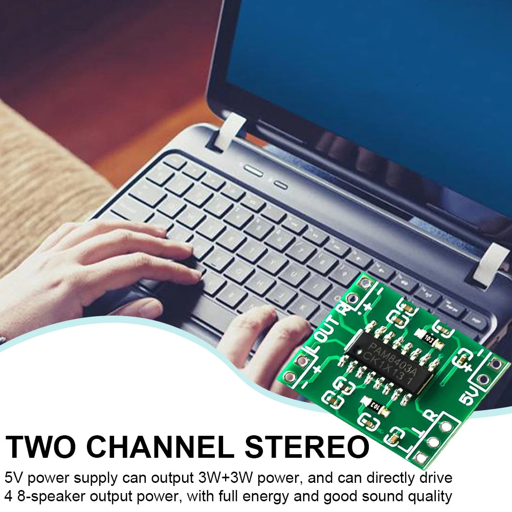 PAM8403 Mini Power Amplifier Board Module 2.5V-5.5V 2 Channels Stereo Audio Amplifier Module USB Power Supply for Volume Control Quake