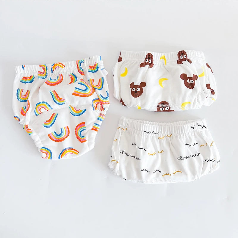 8-18KG Nappy 3 Pieces/lot Baby Training Pants 6 Layers Bebe Cloth Diaper Reusable Washable Cotton Elastic Waist Cloth Diapers Quake B106 017 M(8-12KG)