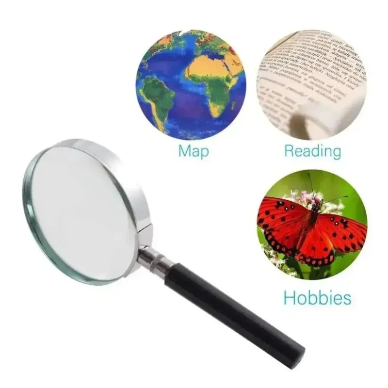 High-end Handheld Magnifying Glass Classic 5x Semi Metallic Circular 60mm for High-definition Jewelry Appraisal Reading Quake