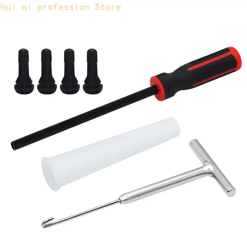 Manual Tire Valves Stem Repair Set with Metal Puller Gear for Garage Service H8WE Quake F. CN