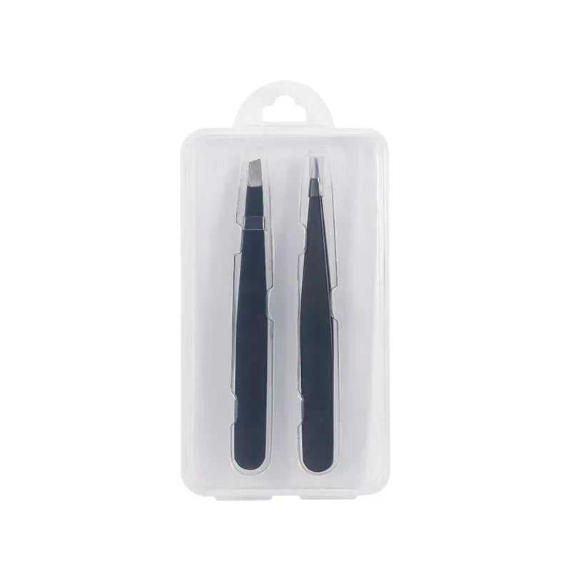 Eyebrow Tweezer Hair Beauty Fine Hairs Pink 2/4Pcs High-QualityPuller Stainless Steel Slanted Brow Clips Removal Makeup Tools Quake Black 2 pcs