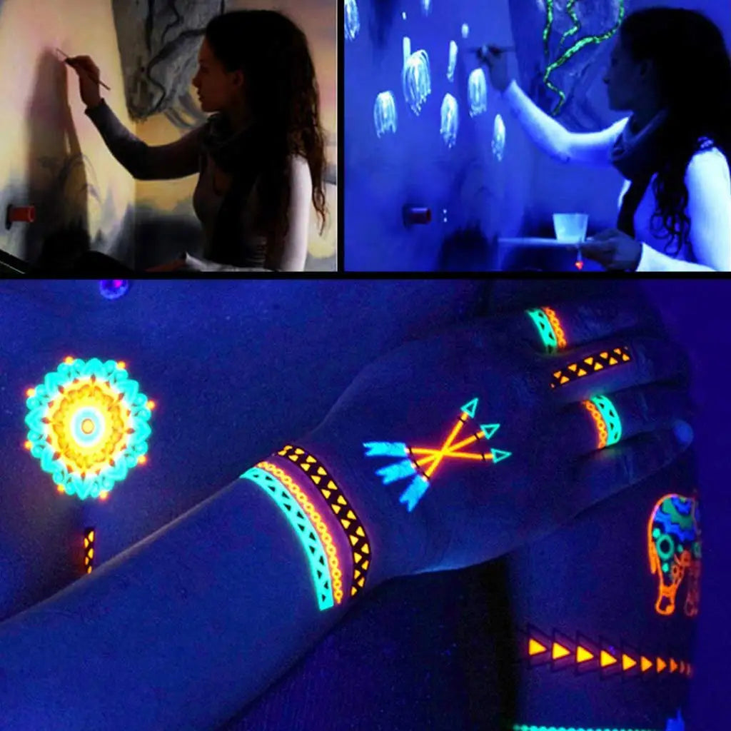 UV Neon Oil Face and Body Art Paint, 8 Tubes Glow in the Dark Body Paints Makeup, Neon Fluorescent Glow in Dark Party Cosmetics Quake