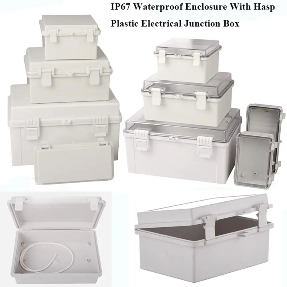 IP67 Electrical Junction Box Waterproof White Outdoor Sealed Switch Power Case Enclosure With Hasp Plastic Distribution Boxes Quake