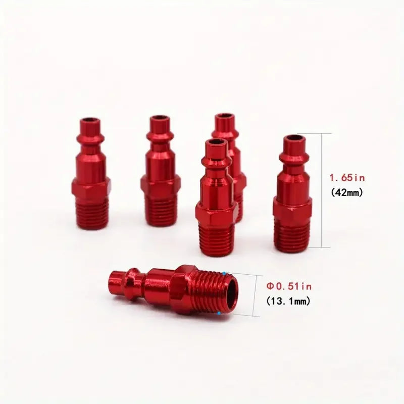 14pcs S-314/Steel MKIT Color Fit Coupler & Plug Kit - (M-Style, Red) - 1/4" NPT, (14pcs) Quake