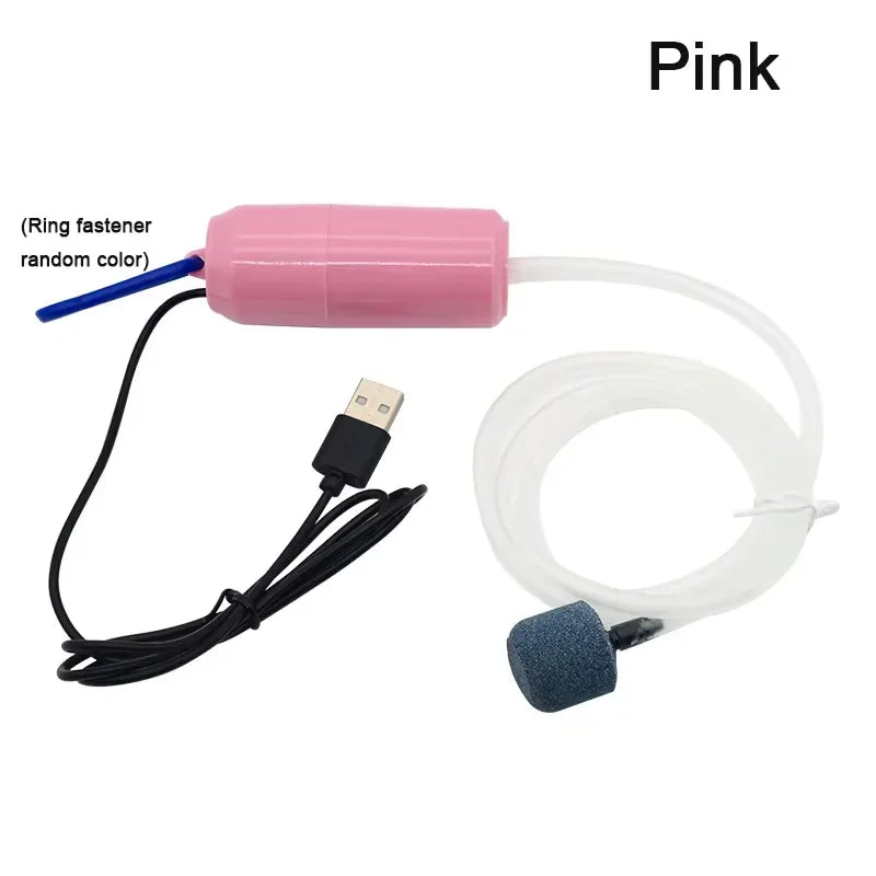 Portable USB Aquarium Air Pump, Silent Air Compressor, Portable Mini Oxygenator, Aquarium Accessories, 5V Quake Pink