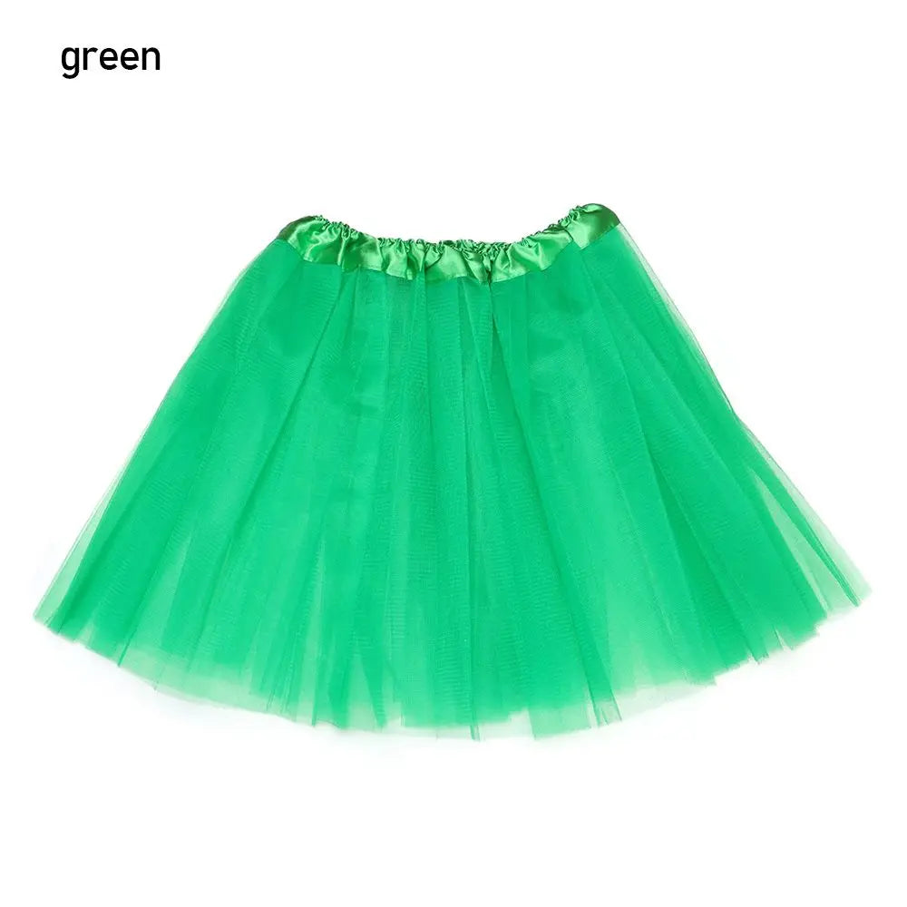Adult Party Elastic Pleated Dance Puffy Skirts Lolita Petticoat Ballet Skirts Tutus Skirt Quake green One Size