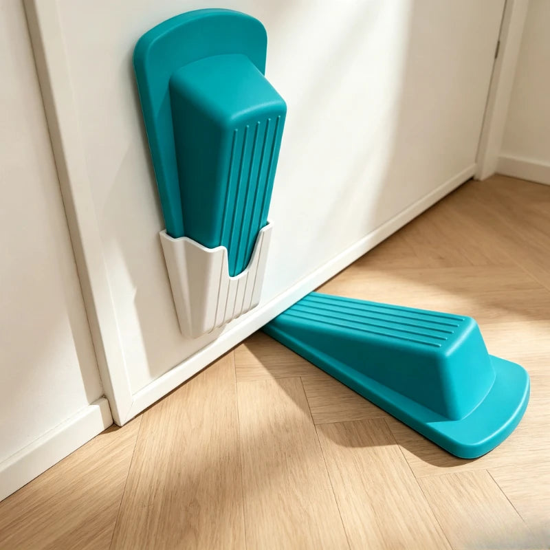 Rubber Door Stopper with Storage Holder Anti-Collision Door Stop Wedge Windproof Safety Door Blocker for Home Bedroom Office Quake