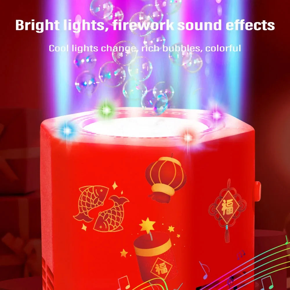 New Automatic Firework Bubble Machine Blowing Colorful Bubbles with Dynamic Music Light Bubble Toy for Kids Party Christmas Gift Quake