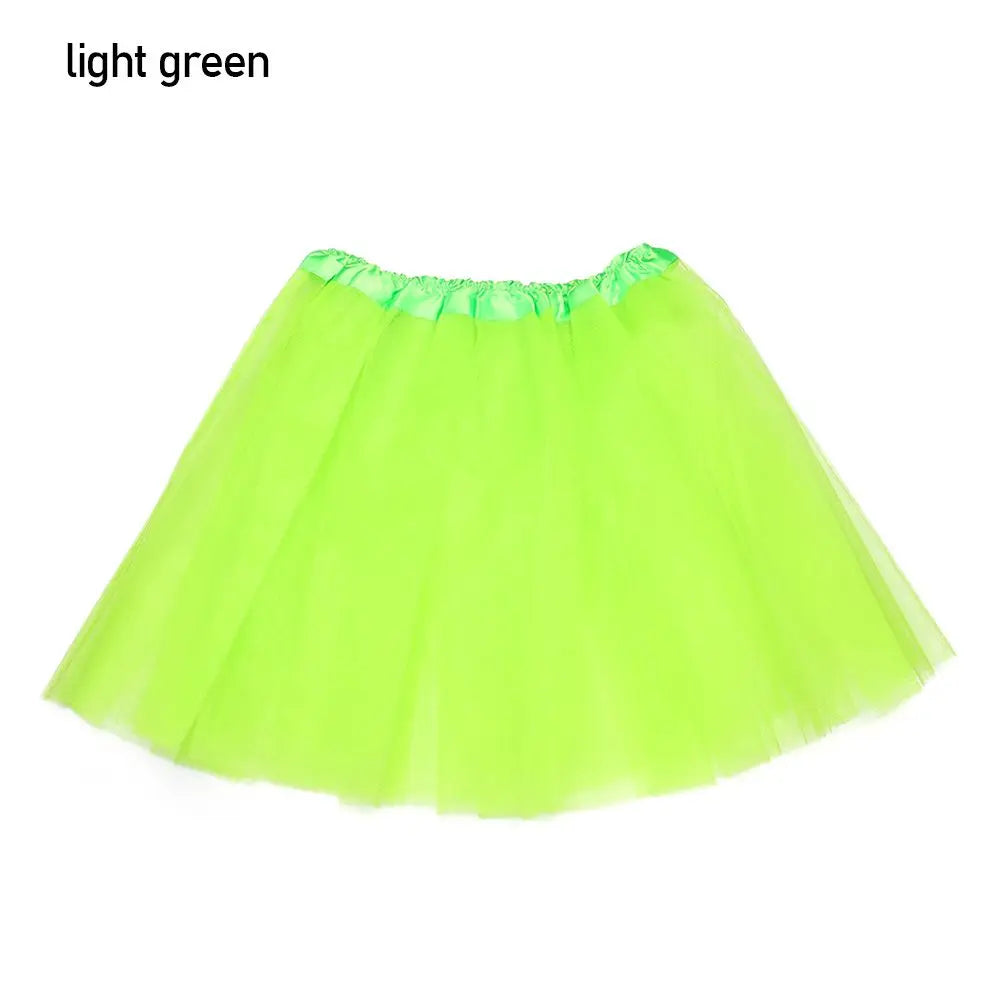 Adult Party Elastic Pleated Dance Puffy Skirts Lolita Petticoat Ballet Skirts Tutus Skirt Quake light green One Size