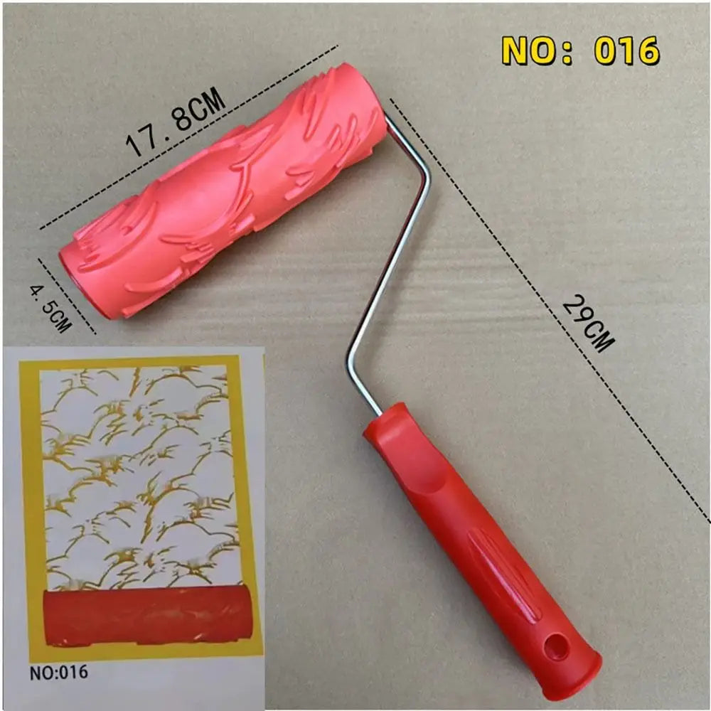 Rubber Imitation Wood Grain Pattern Paint Roller DIY Paint Texture Pigment Printing Wall Painting Roller with Handle Home Tool Quake