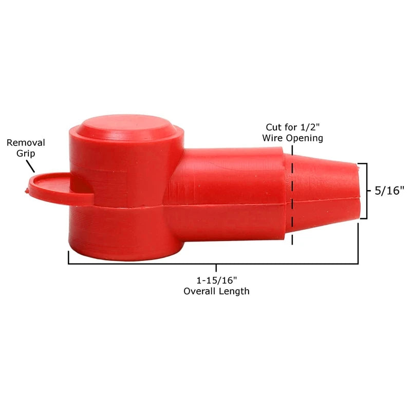 1 Pairs Marine Insulating Protector Universal Rubber Terminal Covers Protector Cover Lug Caps for Battery Stud Terminal H8WE Quake