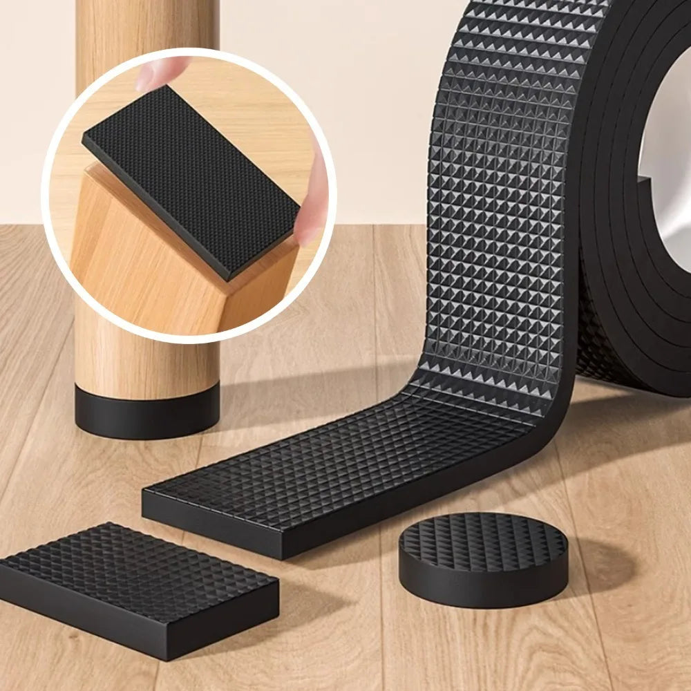 4/2M Anti-slip Furniture Pads DIY Wear-resistant Black Mute Mats Bumper Damper Self Adhesive Table Chair Foot Protection Pad Quake