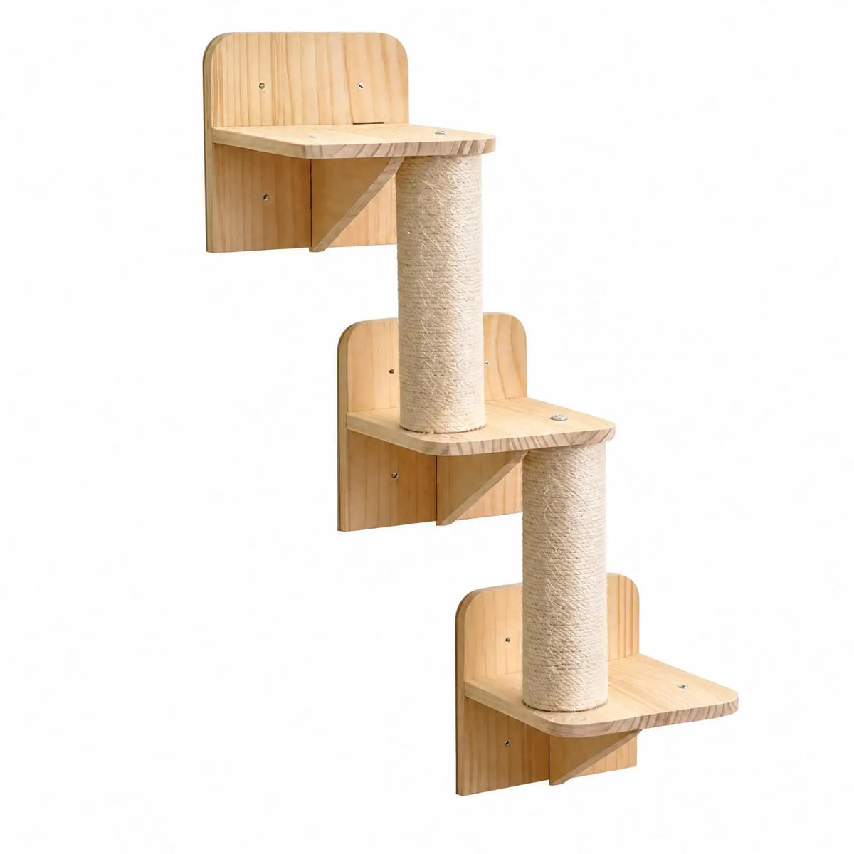 Cat Climbing Wall Set with Pine Wood Panels and Sisal Posts for Large Cats Exercise Playground and Relaxation Quake