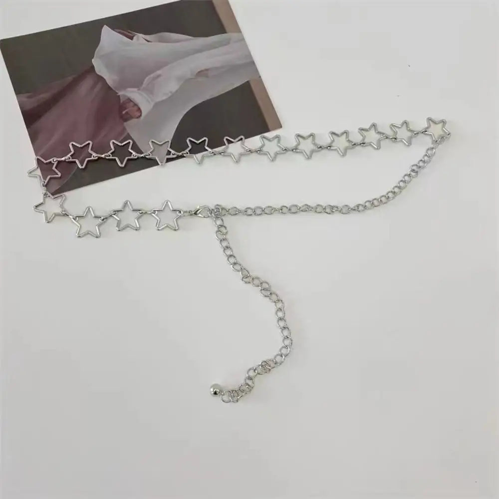 Punk Style Metal Waist Belts Retro Decorative Hollow Out Stars Dress Waist Chain Clothing Accessories Chain Belt Quake
