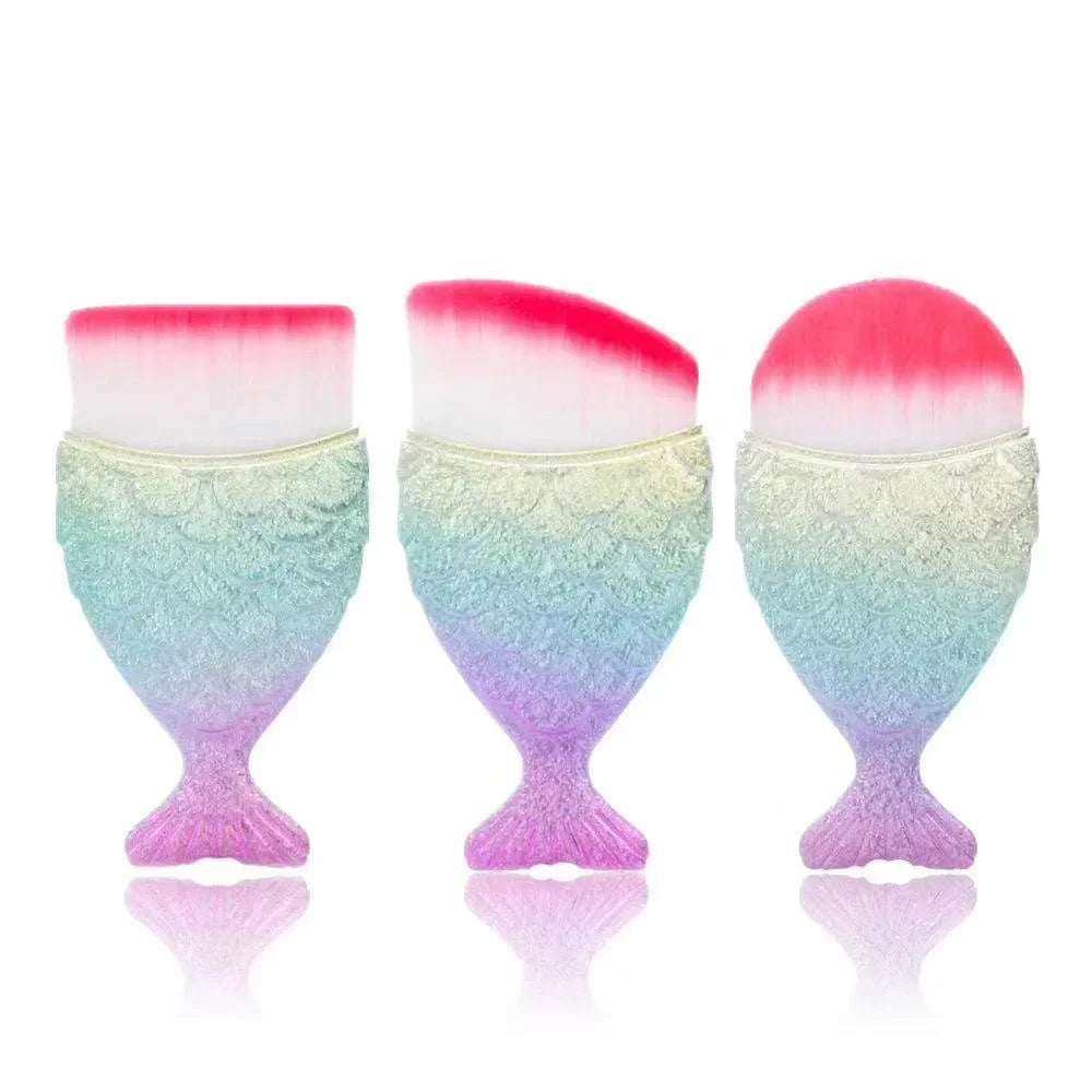 Foundation Cosmetic Fish Brush Blush Brush Mermaid Shape Professional Face Makeup Brush Makeup Tool Kit Powder Nail Art Tool Quake