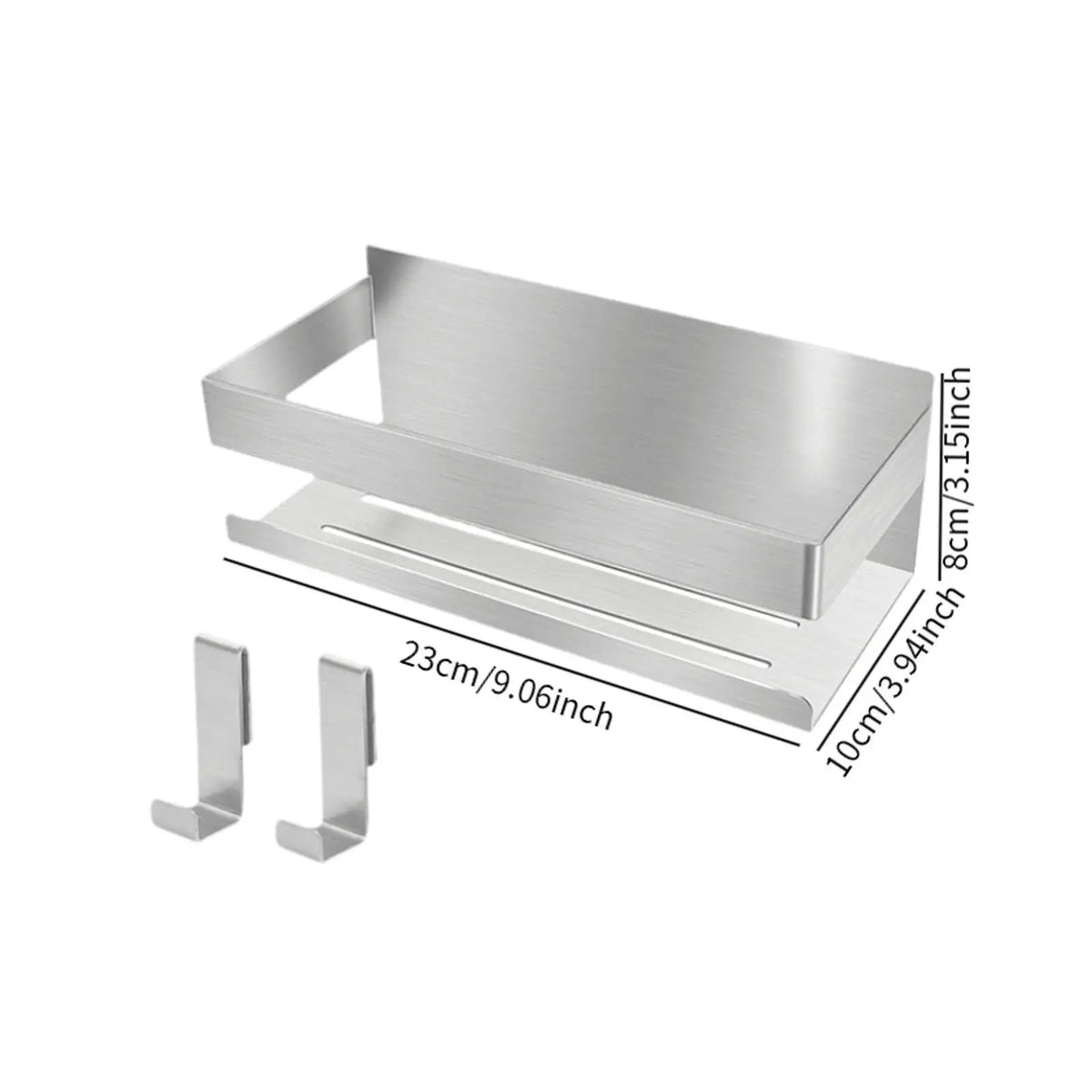 Bathroom Storage Rack with 2 Hooks Smooth Punch Free Rustproof Space Saving Multipurpose for Lavatory Bathroom Hotel Home Use Quake