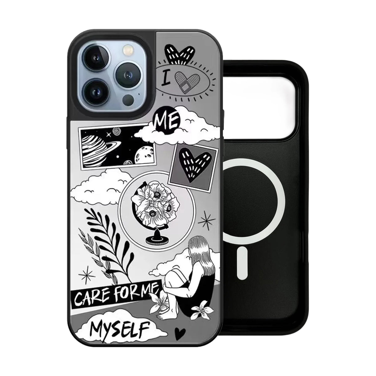 Vacation Summer Pattern Mirror Surface Magnetic Phone Case Cover for IPhone 13 14 15 16 17 18 Pro Max Case Quake mirror (MagSafe) iPhone 16 Pro