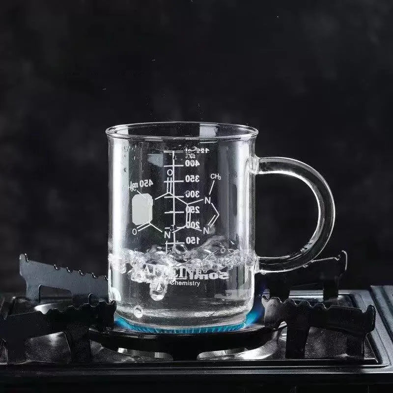 YWDL 450ml High Borosilicate Glass Measuring Cup With Handle Clear Multifunction Scale Beaker Mug Home Kitchen Milk Coffee Mug Quake