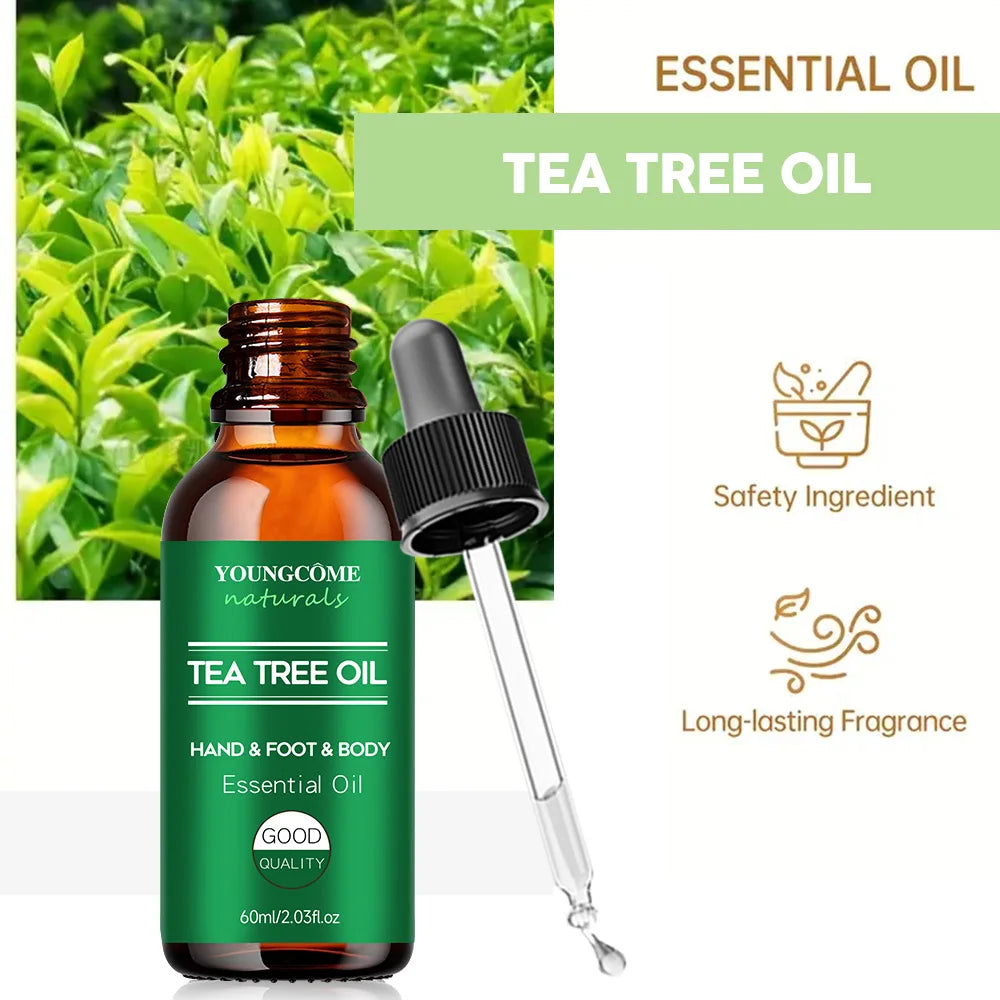 YOUNGCOME Tea tree essential oil for skin care, Repairing & Nourishing Hair Strengthens, Hydrates & Revitalizes Damaged Hair Quake