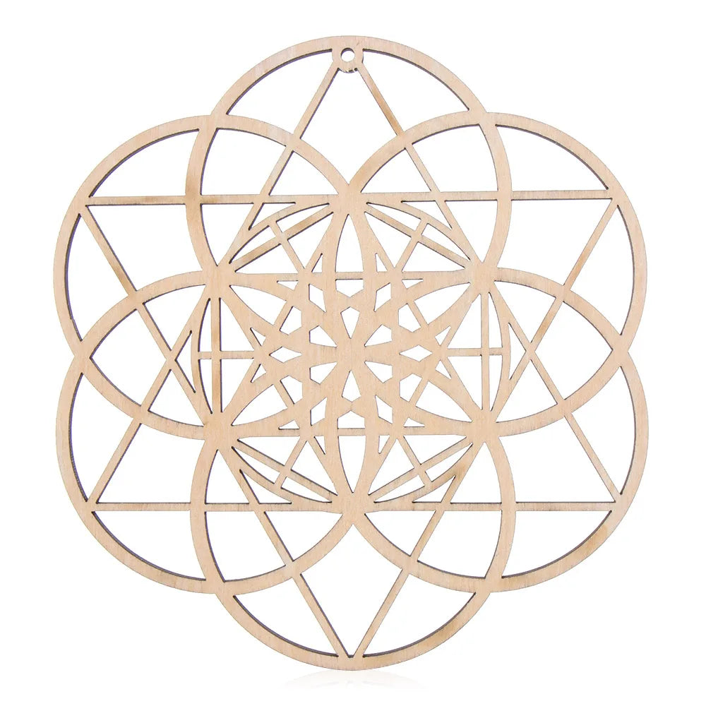 Wooden Wall Sign Flower of Life Shape Laser Cut Wood Wall Art Home Decor Handmade Coasters Craft Making Sacred Geometry Ornament Quake Style 7-14cm