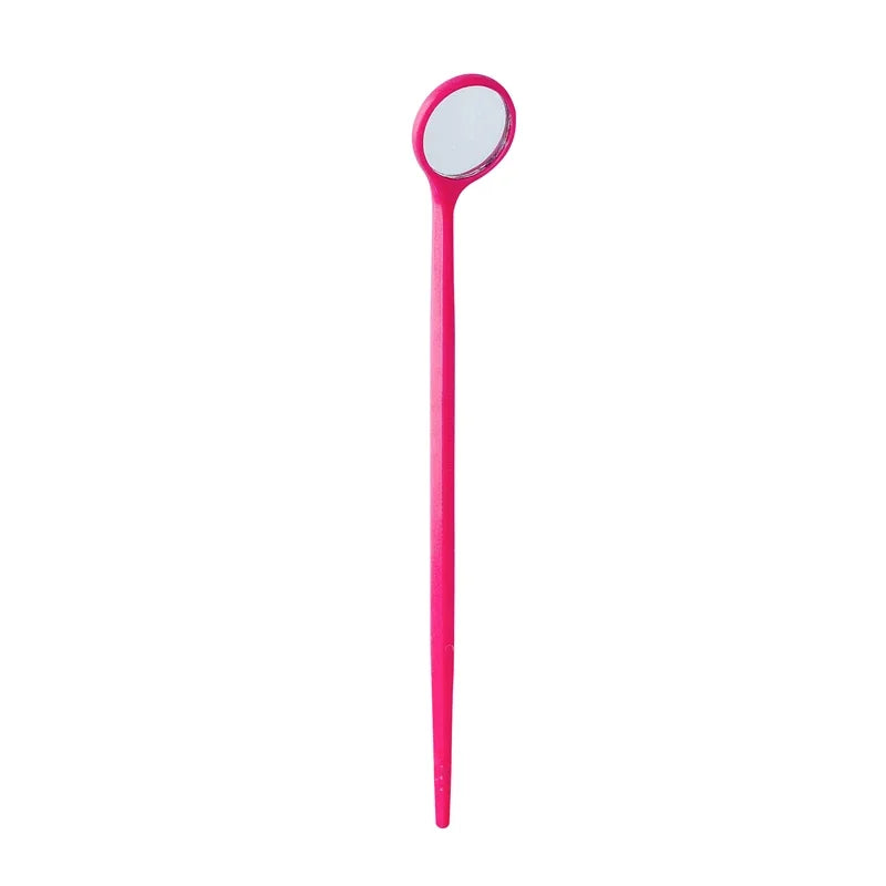 New Stainless Steel Mouth Mirror Teeth Cleaning Oral Check Dental Mirror Filling Makeup Eyelashe Extension Inspection Mirror Quake Rose Red Plastic