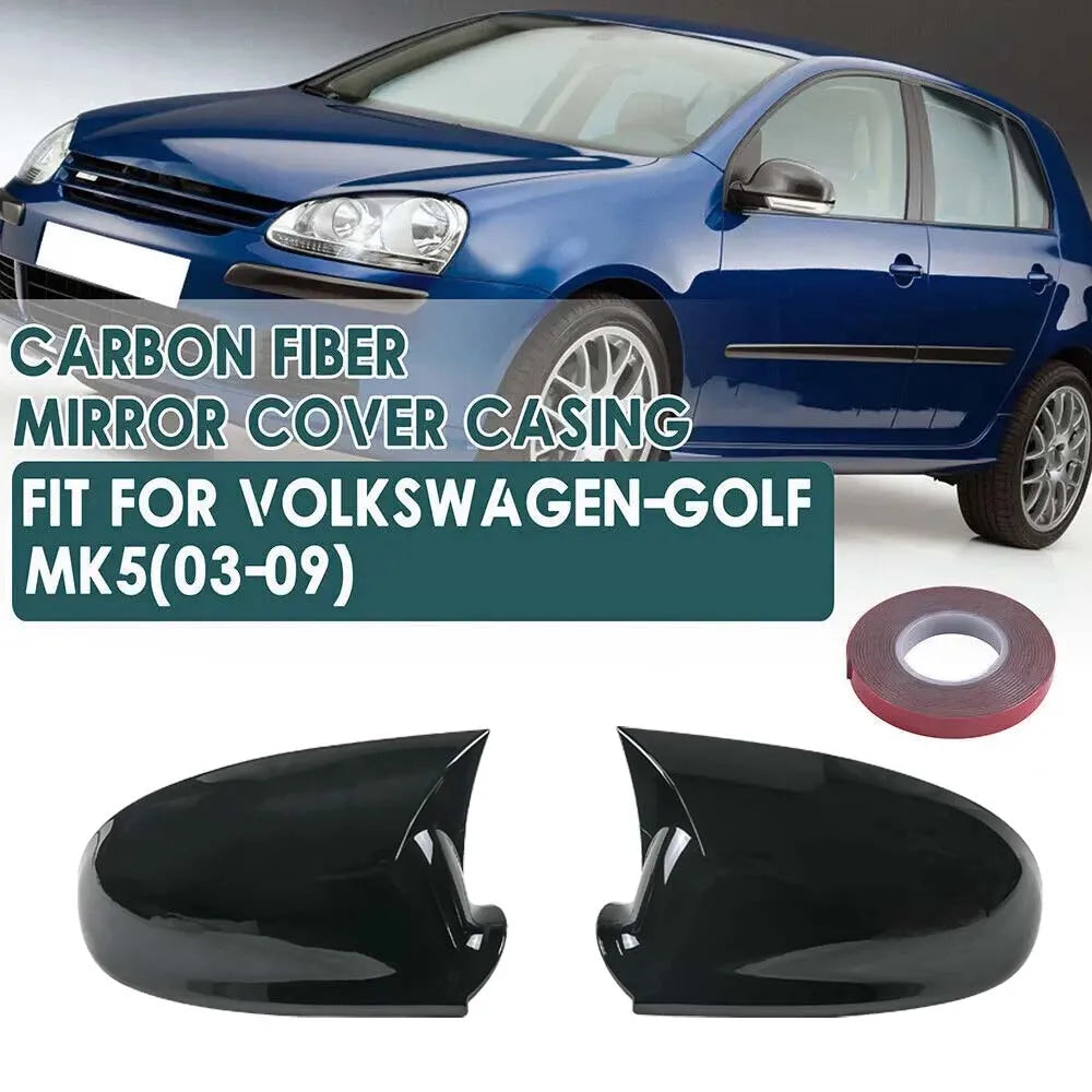 For VW Volkswagen Golf MK5 GTI R 2003-2009 Car Rearview Side Mirror Cover Sticker Wing Cap Exterior Door Case Trim Carbon Fiber Quake