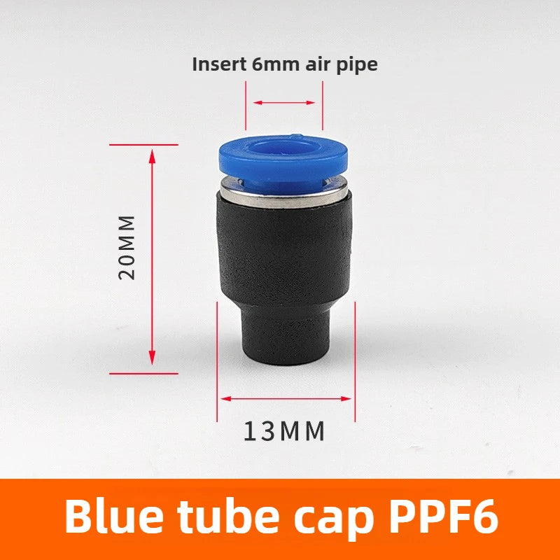 3/5PCS PPF Pneumatic Joints PPF Pipe Caps, Straight-through, Quick Plug Air Hoses, Caps, Pipe Plugs,4/6/8/10/12/14/16 Pipe Plugs Quake PPF-06(Blue) 5pcs