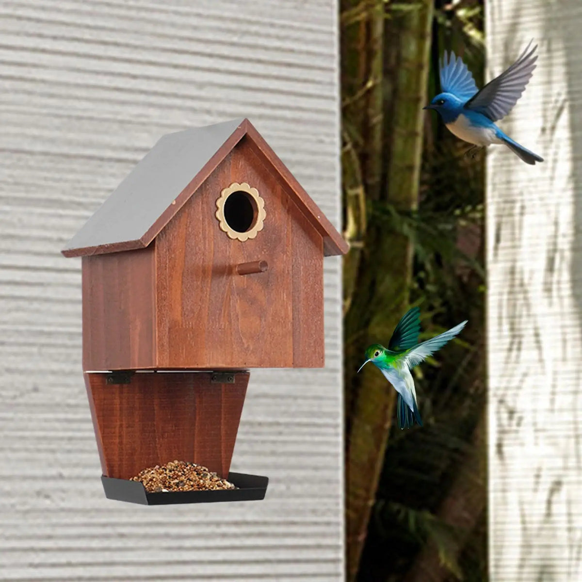 Bird Houses for Outside Weatherproof with Feeder Ornament Birdhouse for Outdoor Garden Decoration Cottages Farmhouse Finches Quake