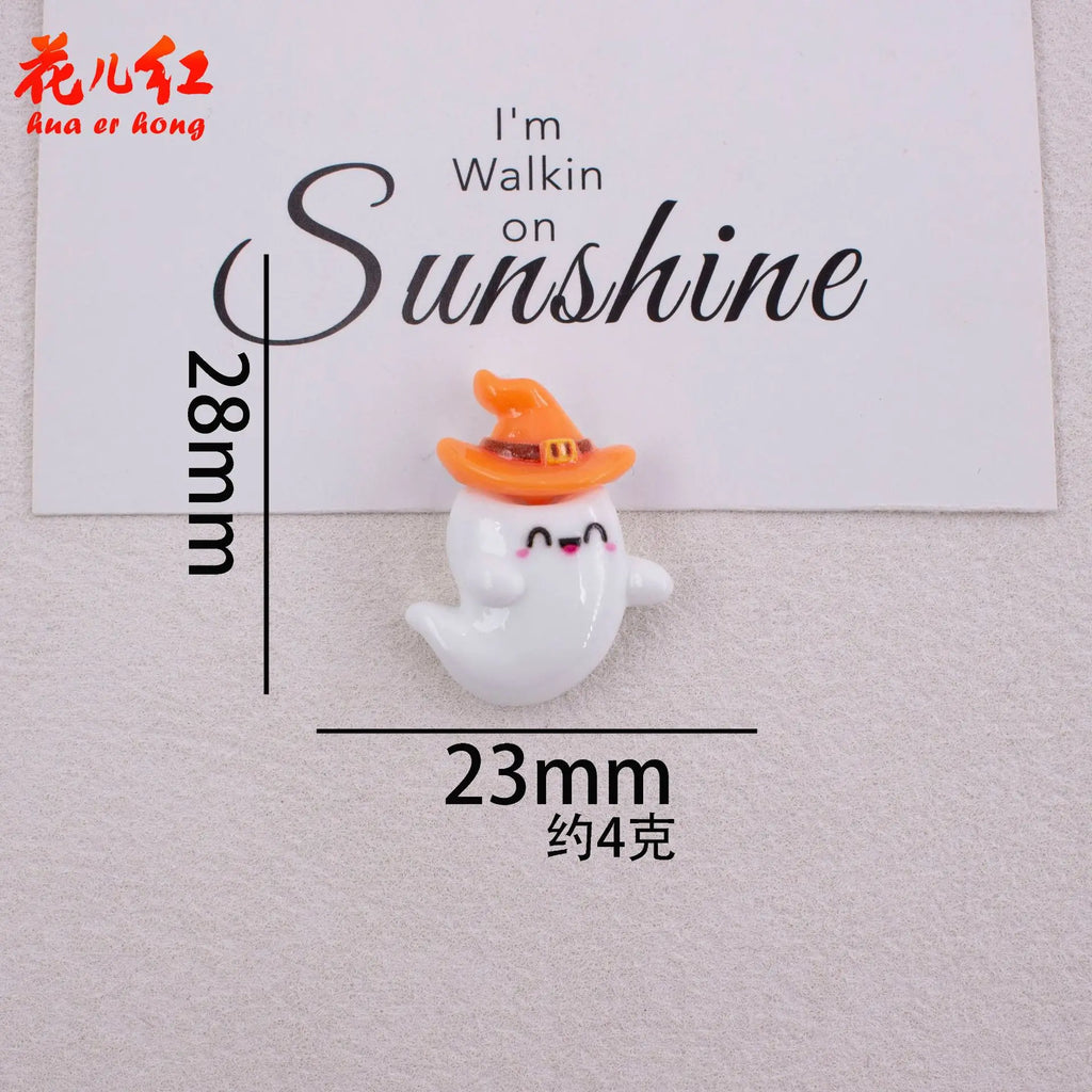 20Pcs Mini Halloween Ghost Pumpkin Bat Flatback Resin Cabochon Scrapbooking For Craft Decoration DIY Hair Bows Accessories Quake No.21