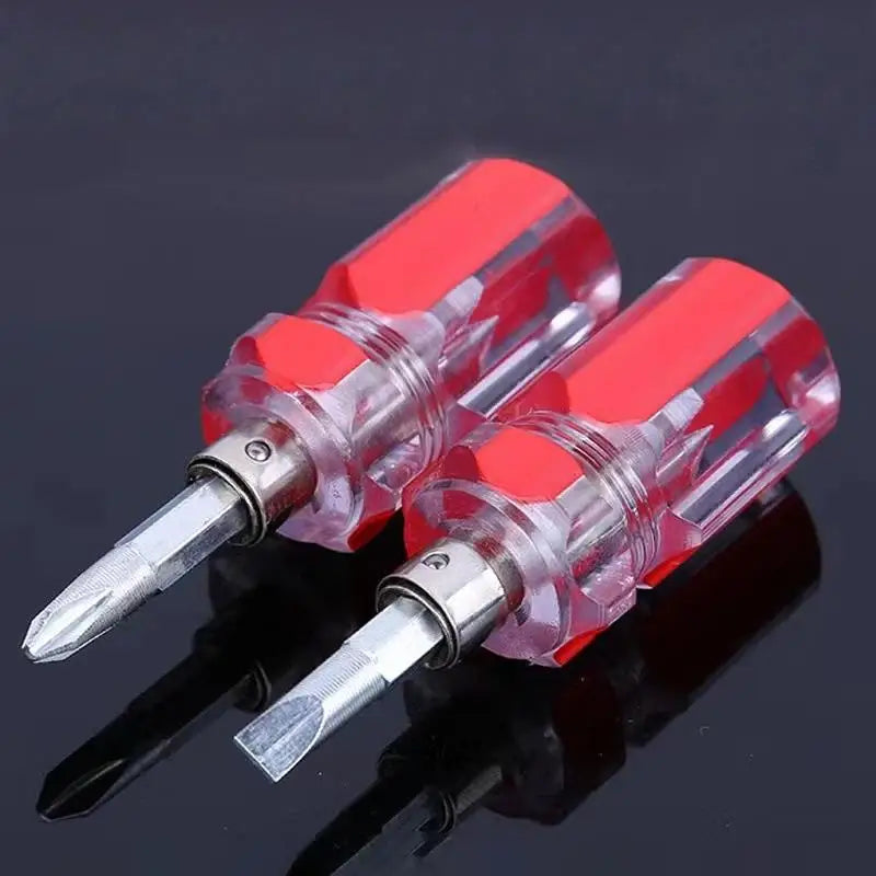 2Pcs Screwdriver Transparent Head Mini Small Portable Radish Head Handle With Flat Head Slotted Cross Repair Hand Tool Quake 2Pcs