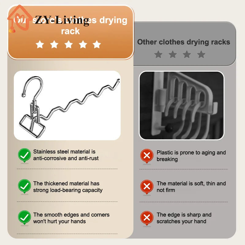 1Pcs Portable Clothes Drying Rack Foldable Clothes Hanger Travel Hotel Wardrobe Drawer Door Mounted Punch-free Cloth Drying Rack Quake
