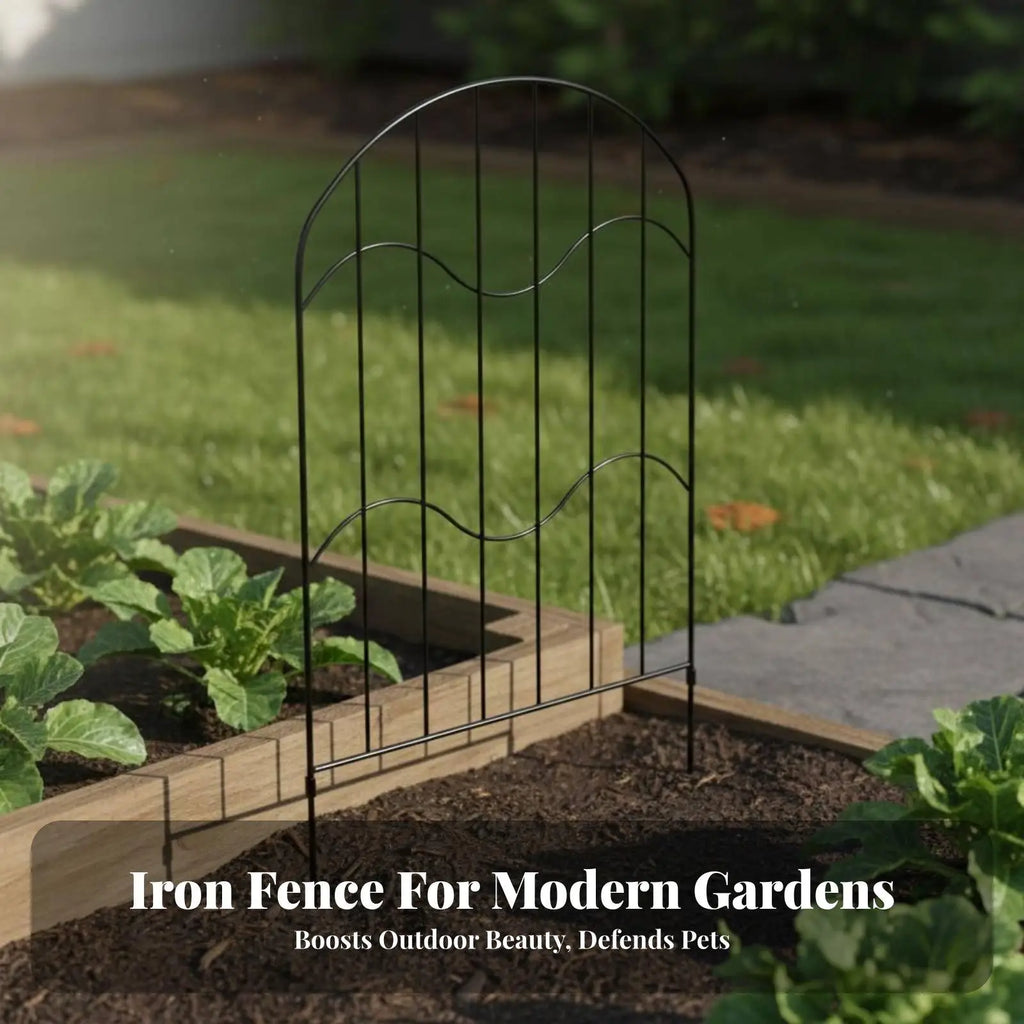 Rustproof Iron Fence Barrier Outdoor Garden Metal Fencing Panels Interlocking System No Dig Stakes for Yard Landscape Border Quake