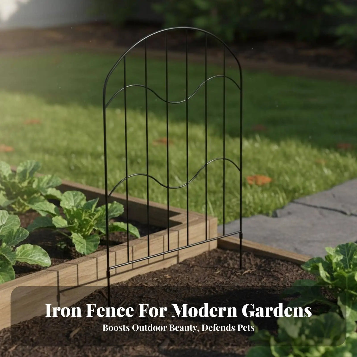 Rustproof Iron Fence Barrier Outdoor Garden Metal Fencing Panels Interlocking System No Dig Stakes for Yard Landscape Border Quake